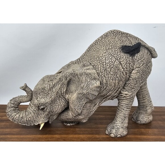 Marty Sculpture The HERD Other - Vtg The Herd By Martha Carey- Duke #3146 Heavy Kneeling Elephant Figurine 8x5.5"